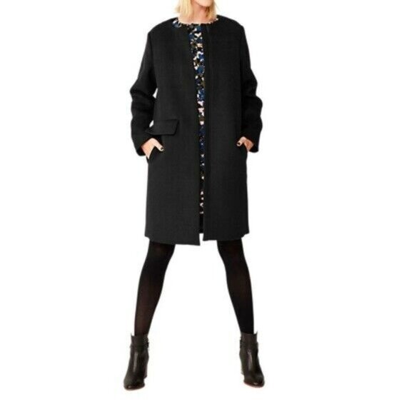 Kate Spade Saturday S Black Slip Neck Wool Coat - Picture 1 of 10